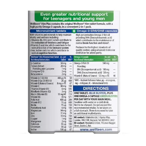 VITABIOTICS - WELLTEEN Him Plus - 28tabs+28caps